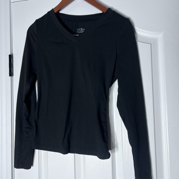 Black V-Neck Long Sleeve Stretch Top - XS - Like New - Picture 2 of 4